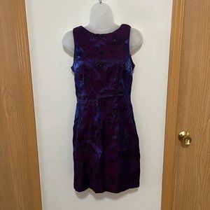 Blue and Purple Color Shift Straight Dress with Black Flowers